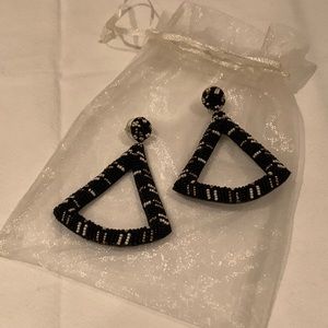 Deepa Gurnani/ NYC Handmade Beaded 3" Drop Earrings